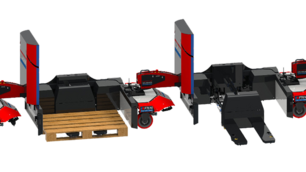 Automatisierter Routenzug-Warenträger mit Teleskopgabeln