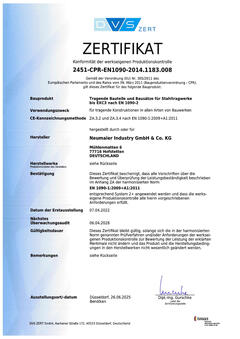 European assembly regulation in accordance with EN1090